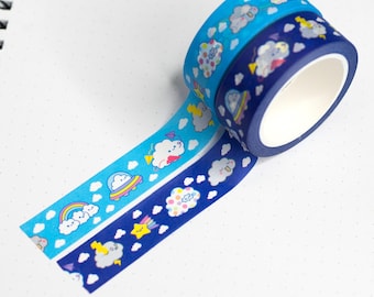Clouds and Rainbow Washi Tape for journaling and scrapbooking with original character art