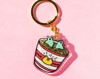 Ramen Frosch Acryl Schlüsselanhänger: Doppelseitige Epoxy Finish