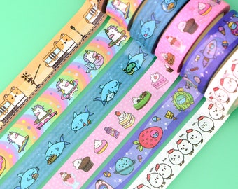 Kawaii Washi Tape Set | Set of 6 | Aesthetic Washi Tape | Journal Washi Tape | Scrapbook Washi | Cute Washi Tape | Corgi Washi Tape