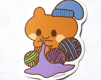 Bunny Knitting Vinyl Sticker