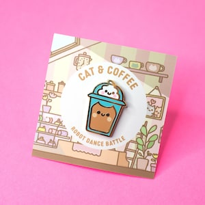 Iced Latte Coffee Cat Enamel Pin, Cute Cat Enamel Pin, Cat Lover Gifts