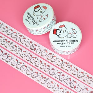 Tiny Grumpy Chickens Washi Tape for journaling and scrapbooking with original character art