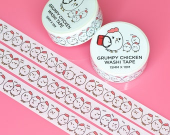 Nastro adesivo Washi con piccoli pulcini scontrosi, ideale per journaling e scrapbooking, con illustrazioni originali dei personaggi.