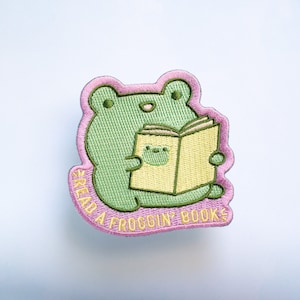 Iron On Patch - Read A Froggin&#39; Book - Frog Patch