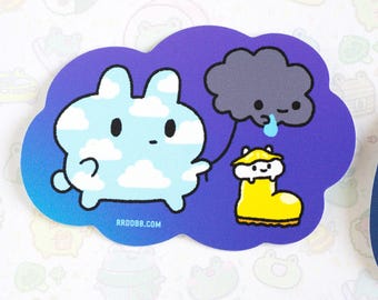 Bunny Rain Cloud Vinyl Sticker