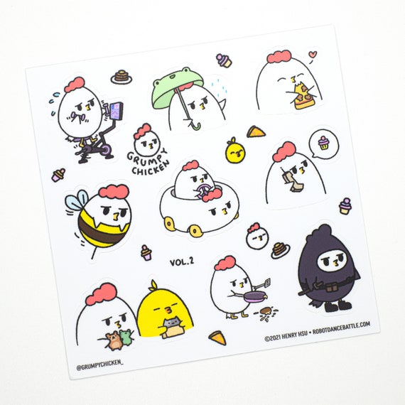 Cute Chicken Sticker Sheet, Grumpy Chicken Sticker Sheet, Planner Sticker  Sheet, Mood Stickers, Grumpy Stickers, Cartoon Stickers -  Israel