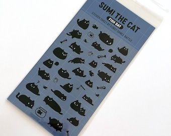 May include: A sheet of stickers featuring black cat illustrations and fish-related graphics on a blue background. The text "Sumi the Cat" and "Fish Day" are printed at the top. The stickers are packaged in a clear plastic sleeve.