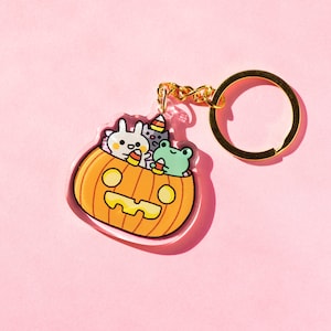 Halloween Pumpkin Keychain, Halloween Keychain, Pumpkin Keychain, Kawaii Keychain, Animal Keychain, Trick-o-treat keychain