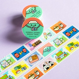 Japan Travel Stamp Washi Tape for journaling and scrapbooking with original character art