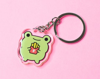 Frosch Schlüsselbund, Frosch Schlüsselbund, Acryl Frosch Schlüsselbund, Pommes Schlüsselbund, niedlicher Frosch Schlüsselbund, Tier Schlüsselbund, Kawaii Frosch Schlüsselbund