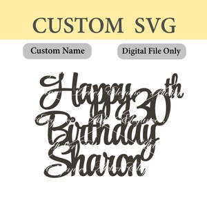 Qualquer nome, qualquer idade, arquivo de feliz aniversário, SVG, arquivo de corte, feliz aniversário SVG, feliz aniversário personalizado, personalizado, personalizado, download instantâneo