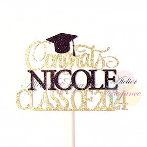 ANY NAME, Congrats Grad 2024 Cake Topper, Congrats Class of 2024, Happy Graduation Cake Topper, Graduation Party Decorations, Custom Name afbeelding 1