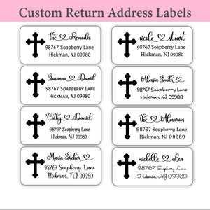 Cross Address Label, God Bless, Name Address Labels, Custom Label, Envelope, Customized, Thermal Labels, Stickers, Heart, Communion