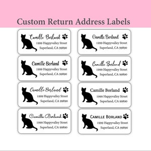 Cat Return Address Label, Custom Label, Envelope Labels, Name Address Labels, Thermal Labels, Stickers, Customized, Animal Paw, Paw Print