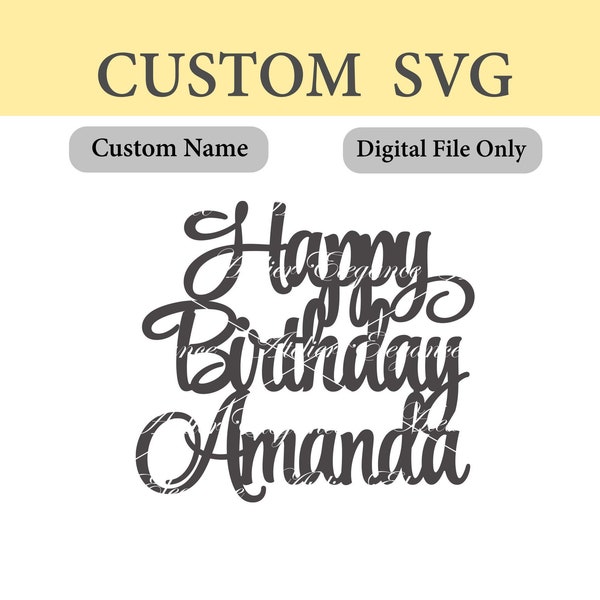 Any Name, Happy Birthday File, SVG, Cut File, Happy Birthday SVG, Custom Happy Birthday, Custom Name, Personalized, Instant Download