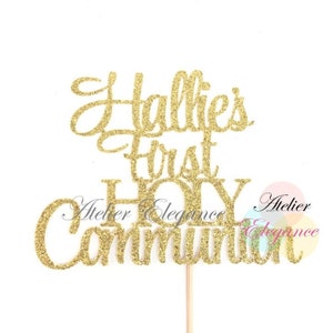 ANY NAME, First Holy Communion Cake Topper, First Communion Cake Topper, Christening Topper, Custom Name Communion Topper, Personalized