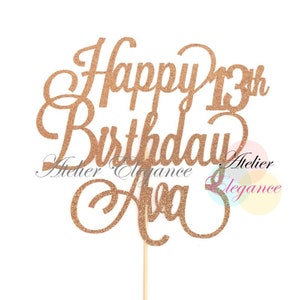 ANY Name ANY Age, Happy 13th Birthday Cake Topper, 13th Birthday Party, Custom Name Cake Topper, Thirteen Cake Topper, Personalized Topper