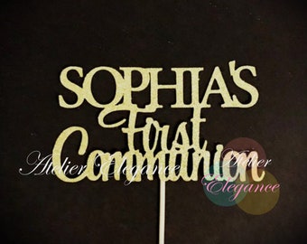 Personalized First Communion Cake Topper, God Bless Cake Topper, Christening Cake Topper, Any Name, Baptism Cake Topper, Custom Communion