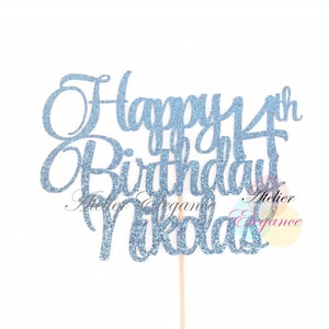 ANY Name ANY Age, 14th Birthday Cake Topper, Custom Name Cake Topper, 14th Birthday Party, fourteen Cake Topper, Personalized Cake Topper