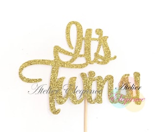It's Twins Cake Topper, Twins Cake Topper, Baby Shower Cake Topper, Baby Boys Cake Topper, Baby Girls Cake Topper, Twin Babies Cake Topper
