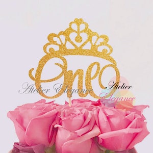 Princess One Cake Topper, First Birthday Topper, One Cake Topper, 1st Birthday Cake Topper, Princess Cake Topper, Tiara Cake Topper