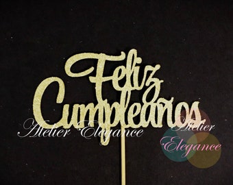 Happy Birthday Cake Topper, Feliz Cumpleaños Cake Topper, Spanish Cake Topper, Birthday Party Centerpiece, Happy Birthday Spanish Sign