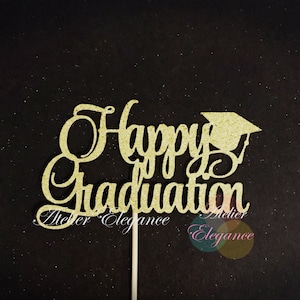 Décoration de gâteau Joyeuse remise des diplômes, Décoration de gâteau de remise des diplômes, Décorations de fête de remise des diplômes, Gâteau de remise des diplômes, Décoration de fête d'adieu, Plaque de remise des diplômes