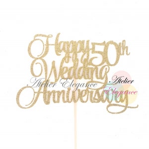 Joyeux 50e anniversaire de mariage, décoration de gâteau d'anniversaire, décoration de gâteau de célébration de mariage, pièce maîtresse d'anniversaire de 50 ans, 50 ans
