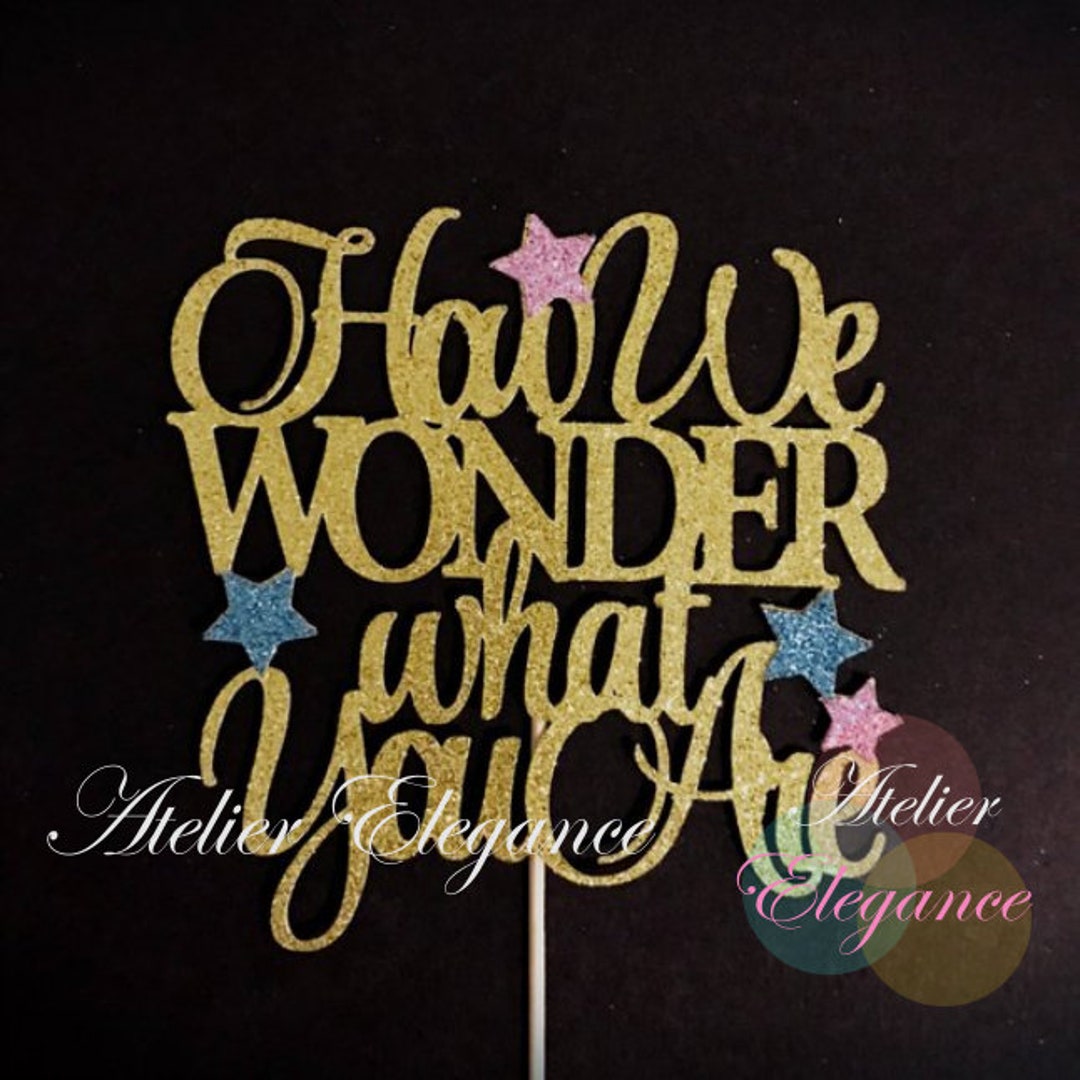 How We Wonder What You Are Cake Topper, Gender Reveal Cake Topper ...