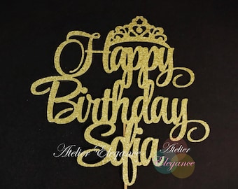 ANY NAME Tiara Cake Topper, Princess Birthday Cake Topper, Princess Birthday Party Decor, Baby Girl Birthday Topper, 1st Birthday Topper