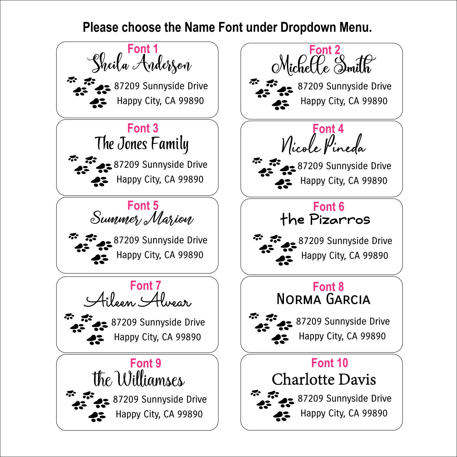 Paw Print Return Address Label, Custom Label, Envelope Labels, Name ...