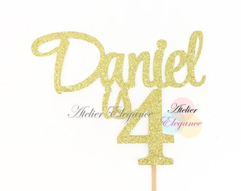 Any Name, Personalized 4 Cake Topper, 4th Birthday Cake Topper, Four Cake Topper, Forth Birthday Topper, Custom Name Topper, Four Topper