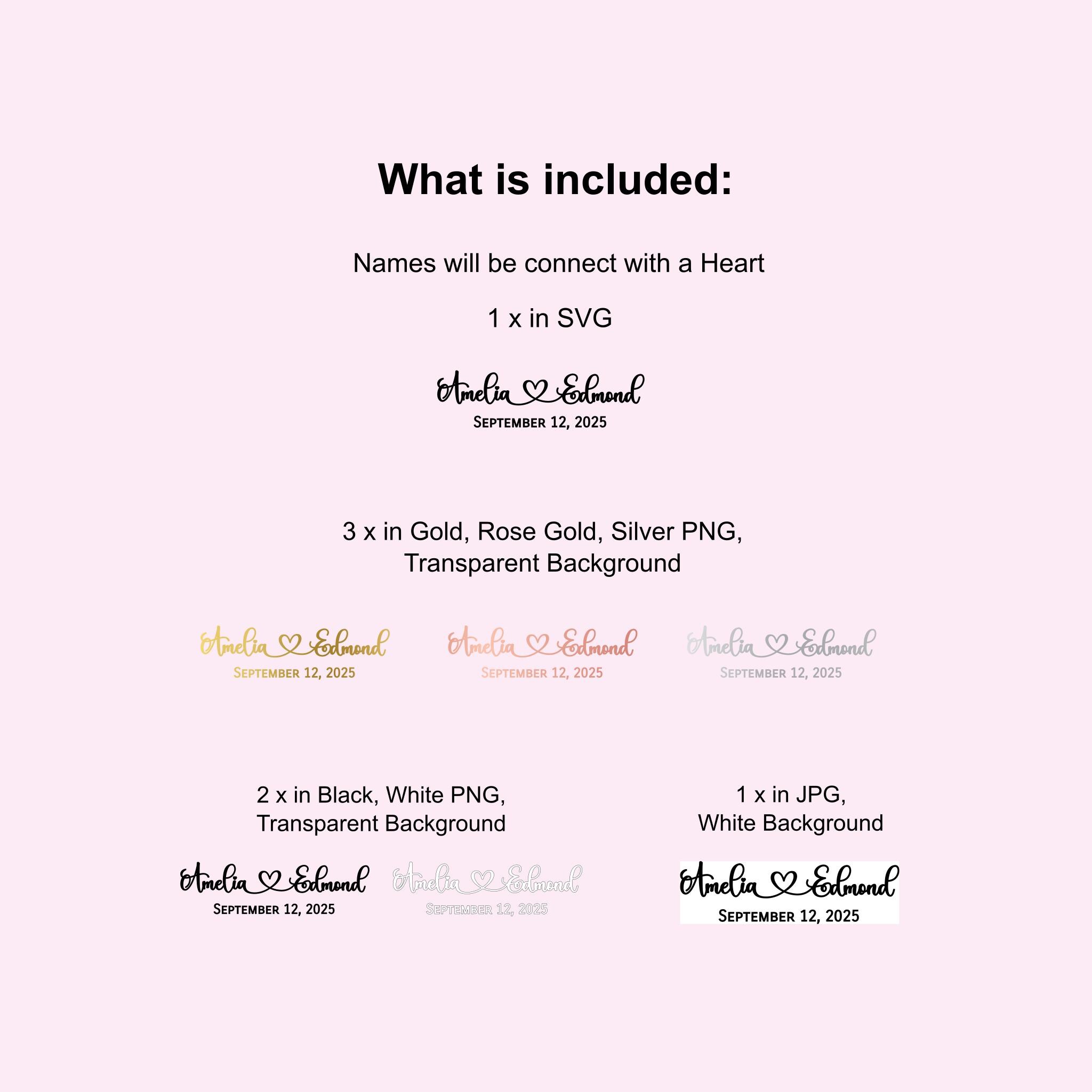 Custom Name SVG, PNG, JPG, Heart Connect, Custom Names, Custom Date ...