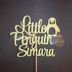 ANY NAME, Little Penguin Cake Topper, Penguin Baby Shower, Penguin Birthday Topper, Penguin Party, Winter Onederland Topper, Custom Name