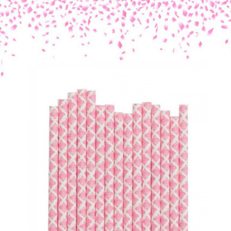 25 Pink Damask Straws Paris Theme Party Decor Vintage Style Party Decor Bridal Shower Decor Baby Shower Decor Pink and Gold Party Decor