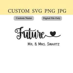 Elke naam, toekomstig heer en mevrouw SVG, png, jpg toekomstig heer en mevrouw-bestand, SVG, gesneden bestand, aangepaste naam, gepersonaliseerd, directe download, harteinde