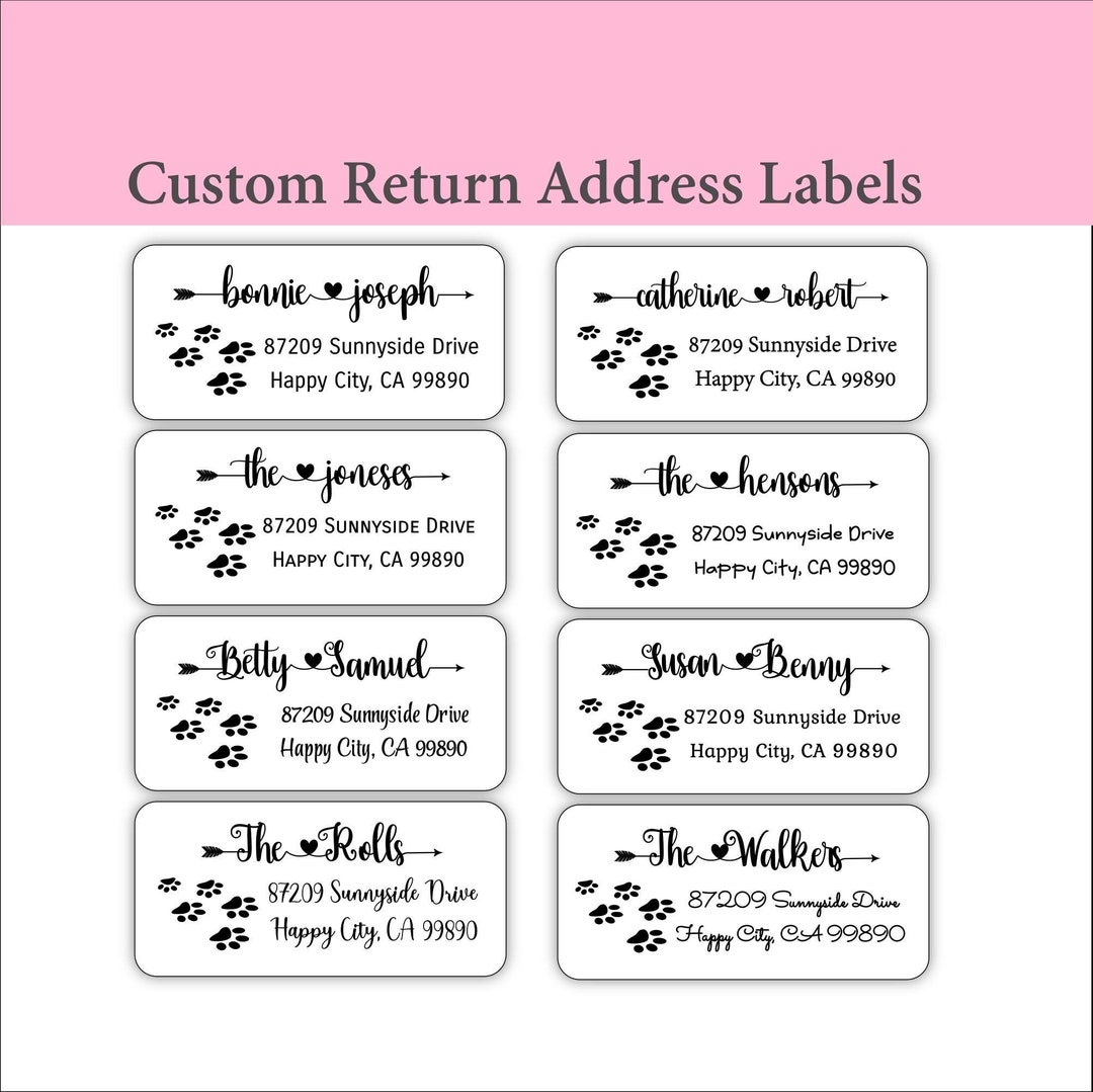 Paw Print Return Address Label, Custom Label, Envelope Labels, Thermal ...