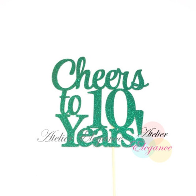 Cheers To 10 Years Cake Topper - Purple Glitter Birthday Or Anniversary Decoration | 9x5.9 Inch Cardboard Topper For Cakes, Cupcakes & Photos - View #7