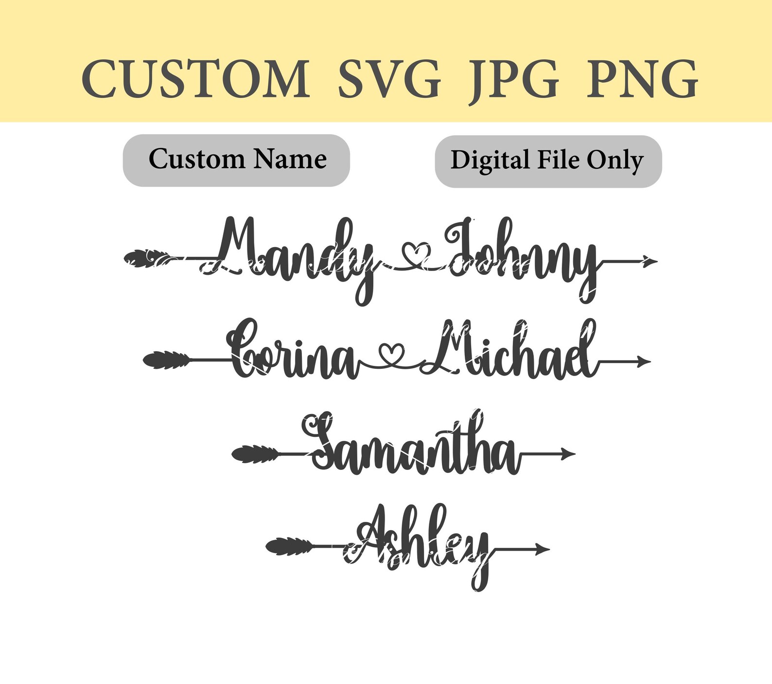 Custom Name SVG, Cut File, Custom Names, Heart Connect SVG ...