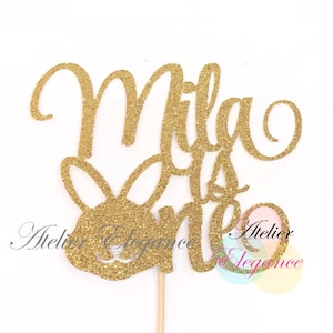 Personalized One Cake Topper, Bunny One Cake Topper, 1st Birthday Cake Topper, Bunny Ears One Cake Topper, Custom Name Cake Topper, ANY NAME