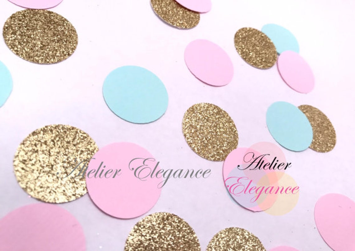 150 Pink Blue and Gold Glitter Confetti Baby Shower Confetti Etsy Canada