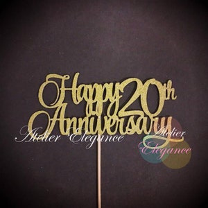 Joyeux 20e anniversaire, décoration de gâteau d'anniversaire, décoration de gâteau de célébration de mariage, pièce maîtresse d'anniversaire de 20 ans, signe dièse, 20