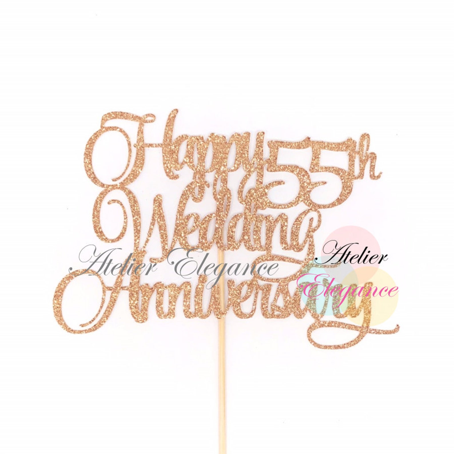 Happy 55th Wedding Anniversary Topper Anniversary Cake Etsy Canada