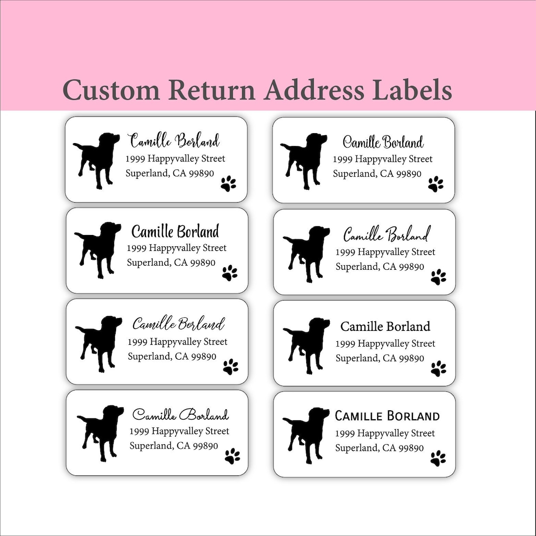 Dog Return Address Label, Custom Label, Envelope Labels, Name Address