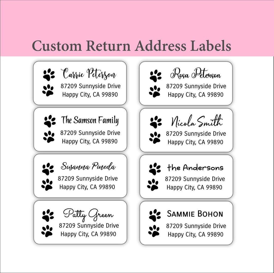 Paw Print Return Address Label, Custom Label, Envelope Labels, Name ...