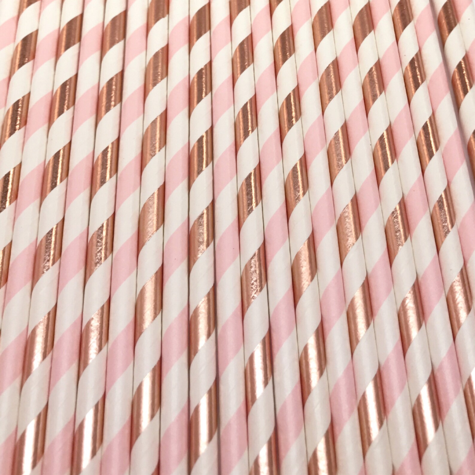 Pink and Rose Gold Straws Pink and Rose Gold Striped Straws Etsy Canada