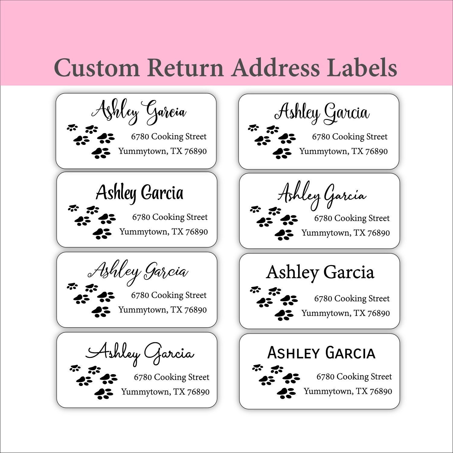 Paw Print Return Address Label, Custom Label, Name Address Labels ...