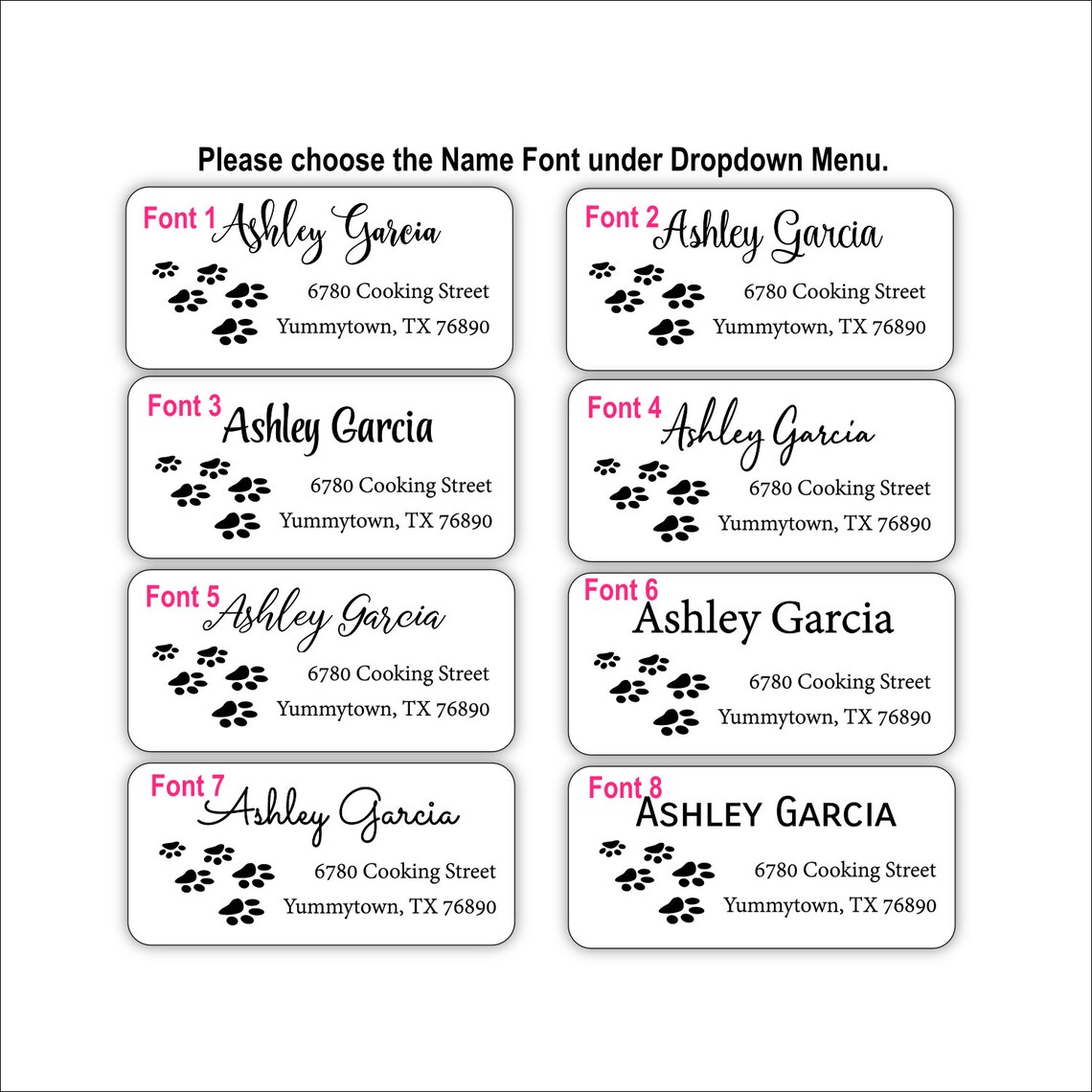 Paw Print Return Address Label, Custom Label, Name Address Labels ...