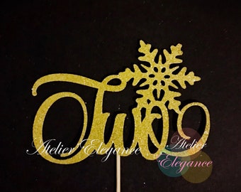 Two Cake Topper, Winter 2nd Birthday Cake Topper, Second Birthday Topper, 2nd Birthday Cake Topper, Snowflake Cake Topper, Winter Two Party