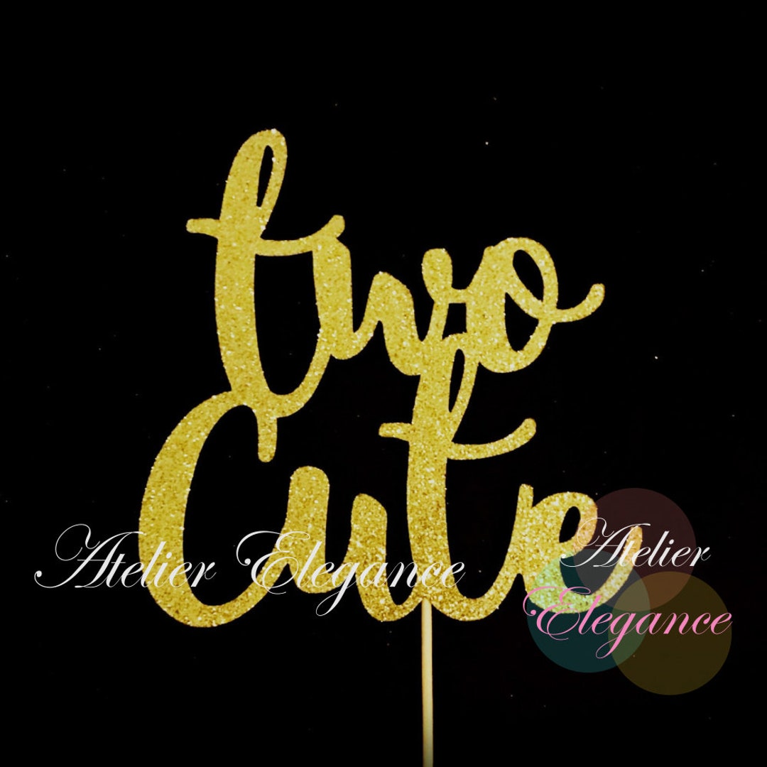 Two Cute Cake Topper, Two Cake Topper, Second Birthday Cake Topper, 2